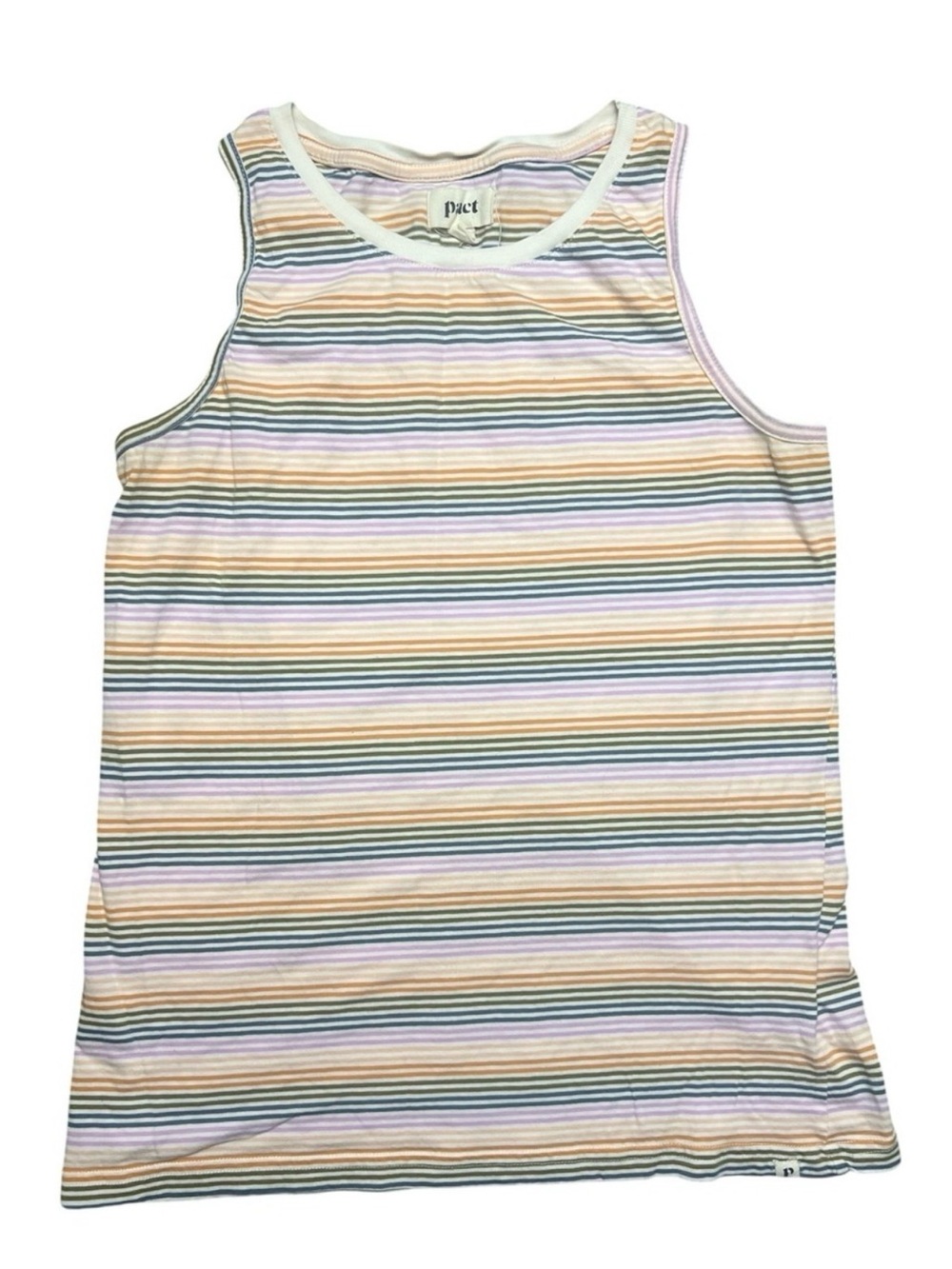 Pact Striped Colorful Cotton Tank Top Size Small